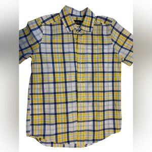 Boys Children’s Place striped button short sleeve. Size 14-16. Yellow/Blue.